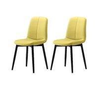 Mid-Century Modern Faux Leather Dining Chairs Set of 2 Upholstered Kitchen Seating with Sturdy Metal Legs Stylish Restaurant & Living Room Decor Yellow A
