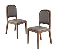 Mid Century Modern Faux Leather Upholstered Dining Chairs, Armless Accent Chairs with Sturdy Natural Wood Legs & High Back