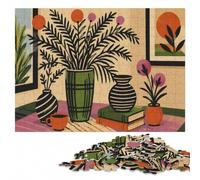 Mid-Century Modern Floral Still Life Jigsaw Puzzle for Adults, 500 Pieces | Section-by-section building: a simple way to organise the image at your own pace.