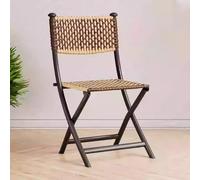 Mid-Century Modern Folding Chair - Sturdy Carbon Steel Frame PE Rattan Backrest Classic Scandinavian Design No Assembly Required Perfect for Office & Home (Black 40x45x82CM)