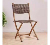 Mid-Century Modern Folding Chair Sturdy Carbon Steel Frame PE Rattan Backrest Scandinavian Office Chair No Assembly Required Multi-Colored 40x45x82CM