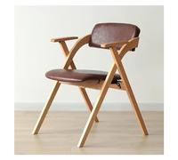 Mid Century Modern Folding Chair with Armrests - Upholstered Dining Room Seat Soft Cushion & Backrest Wooden Frame for Living Room Kitchen Office Workspace (Style 1)