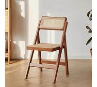 Mid Century Modern Folding Dining Chairs, Portable Armless Retro Woven Design for Kitchen & Dining Room, Solid Wood Frame, Stylish & Space Saving