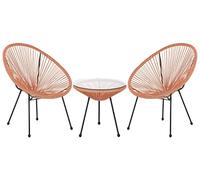 Mid Century Modern Garden Bistro Set Table and Chairs 3 Piece Orange Acapulco II