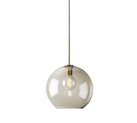 Mid Century Modern Glass Pendant Light Amber Globe Kitchen Island Fixture Minimalist Brushed Metal Ceiling Hanging Lamp T-256(25 * 44cm) (25 * 44cm)