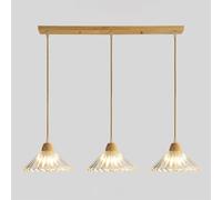Mid Century Modern Glass Pendant Light - Vintage Japanese Style Hanging Lamp for Kitchen Island, Dining Room, Bedroom, Nordic Flower Chandelier for Hotels and Living Spaces Long Strip
