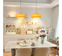 Mid Century Modern Globe Pendant Light - E27 Milk Glass Hanging Lamp with Gold Finish Adjustable Dome Shade Ideal for Kitchen Island & Farmhouse Dining Room Chandelier