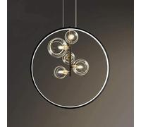 Mid-Century Modern Globe Semi Flush Mount Ceiling Light - Farmhouse Pendant Chandelier for Dining Room, Living Room, Bedroom, Kitchen