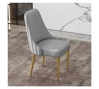 Mid Century Modern Grey Faux Leather Dining Chairs with Metal Legs Stylish Side Chairs for Kitchen Living Room & Lounge - Elegant Home Decor