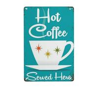 Mid Century Modern Kitchen Art Metal Tin Sign Retro Coffee Cup Cafe Sign Kitchen Decor Coffee Art Scandinavian Design Atomic Art Vintage Tin Sign Tin Sign Room Home Decor Signs 12x16 Inch