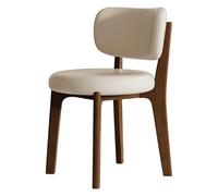 Mid Century Modern Leather Dining Chair - Curved Back Armless Lounge Chair with Walnut Frame Stylish Accent Seating for Dining Room & Living Room Home Decor