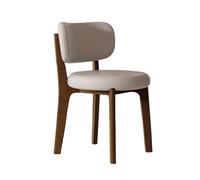 Mid Century Modern Leather Dining Chair with Curved Backrest, Walnut Wood Frame, Armless Side Chair for Kitchen or Lounge, Comfortable and Stylish