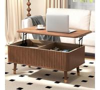 Mid Century Modern Lift Top Coffee Table with Hidden Storage Stylish Fluted Design for Small Spaces Ideal for Apartments Offices and StudiosSpaceSaving Center Table