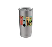Mid Century Modern Look Cats 50s 60s Atomic Age Space Retro Stainless Steel Insulated Tumbler