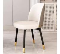 Mid-Century Modern Makeup Chair, Faux Leather Vanity Chair with Backrest, Stylish Dressing Table Stool for Bedroom and Kitchen (Color: White)