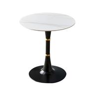 Mid Century Modern Marble Dining Table - Compact 2-4 Seater with Brushed Metal Base for Home, Kitchen, or Restaurant