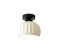 Mid-Century Modern Milk Glass Ceiling Light Fixture - Nordic Ribbed Dome Lamp for Kitchen, Hallway, Laundry Room & Porch - Elegant Black Ceramic & d Aent (Dark)