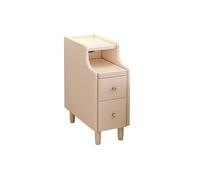 Mid Century Modern Narrow Nightstand Table with 2 Drawers & Extendable Shelf - Solid Wood Bedside Table for Bedroom & Living Room - Stylish White Finish (20x40x50 cm)