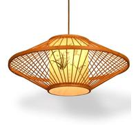 Mid-Century Modern Natural Bamboo Pendant Light - Rattan Wicker Chaner for Kitchen Island
