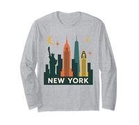 Mid Century Modern New York Skyline Retro Futuristic Long Sleeve T-Shirt