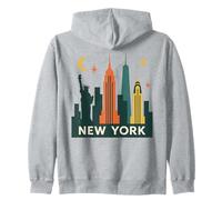 Mid Century Modern New York Skyline Retro Futuristic Zip Hoodie
