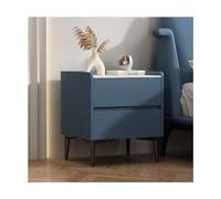 Mid Century Modern Nightstand - Faux Marble Top, 2 Wooden Drawers, Italian Style Bedside Table, Elegant Bedroom Furniture, Vintage Design, Functional Storage Solution