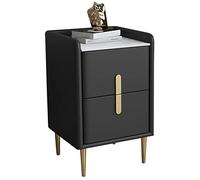 Mid-Century Modern Nightstand | Microfiber Leather Bedside Table | Sintered Stone Top | Minimalist Sofa Table for Bedroom & Living Room | Stylish & Functional Design