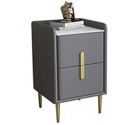 Mid-Century Modern Nightstand | Minimalist Microfiber Leather Bedside Table | Sintered Stone Top | Dark Grey Sofa Table for Bedroom & Living Room 40x35x55cm