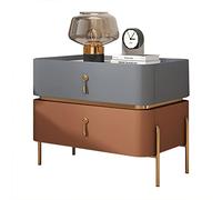 Mid Century Modern Nightstand | Stylish Bedside Table with Metal Legs & 2 Storage Drawers | Contemporary Gray Blue & Light Brown Side Table for Living Room & Bedroom 40x40x50cm (15.7x15.7x19.6in)