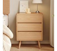 Mid-Century Modern Nightstand with 3 Drawers Solid Wood Bedside Table Stylish Bedroom3-Tier Storage Cabinet for Living Room & Bedroom (40x40x62cm)