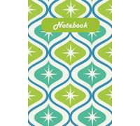 Mid Century Modern Notebook - Retro Atomic Starburst Pattern Journal - Green & Teal Vintage Geometric Design - 6x9 Lined Notebook