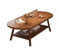 Mid Century Modern Oval Coffee Table - Double-Layer Thickened Top Tea Table for Living Room & Office - Stylish Artificial Board Center Table (Brown 100x48x42cm)