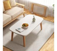 Mid Century Modern Oval Coffee Table - Folding Solid Wood Side Table for Living Room & Bedroom, No Assembly Required, Versatile Design, 80cm White Finish