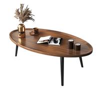 Mid-Century Modern Oval Coffee Table - Small Minimalist Accent Table for Living Room Walnut Finish (80x55x38cm) - Stylish Display & Functional Decor