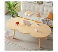 Mid Century Modern Oval Coffee Table with Storage - Solid Wood Legs - Stylish Oak Finish - Small Center Table for Living Room & Apartment