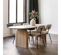 Mid Century Modern Oval Dining Table, Solid Wood Pedestal Design, Rectangular Kitchen Table for 4-8 People, Space-Saving Natural Finish (47.2" L x 23.6" W x 29.5" H)