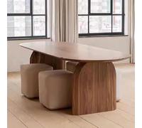 Mid Century Modern Oval Dining Table, Solid Wood Pedestal Table for 4-8, Rectangular Kitchen Table (47.2" L x 23.6" W x 29.5" H, Brown) - Stylish &