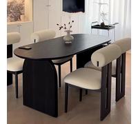 Mid Century Modern Oval Dining Table, Solid Wood Pedestal Table for Kitchen & Dining Room, Rectangular Table for 4-8 Guests, 47.2" L x 23.6" W, Black Finish