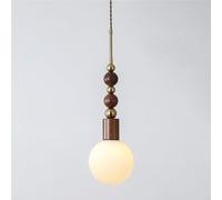 Mid Century Modern Pendant Lighting Japanese Style Walnut Color Single Head Small Light Farmhouse Hanging Kitchen Island Fixture G9 Base