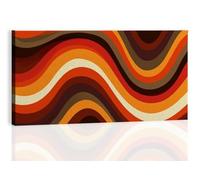 Mid-Century Modern Personalised Canvas Prints 100L x 75W cm, Custom Framed Vintage Geometric Waves Stripes Photo Wall Art, Waterproof Brown Picture Gifts & Decoration for Living Room, Bedroom, Hallway
