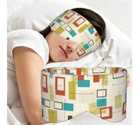 Mid Century Modern Print Eye Blindfold Reversible Wide Strap Light Blocking Night Mask