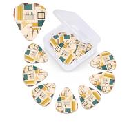 Mid Century Modern Print Guitar Picks 12 Pack Guitar Plectrums with Storage Box Bass Picks For Acoustic Guitar Bass Electric Ukulele Includes 0.46mm, 0.71mm, 0.96mm