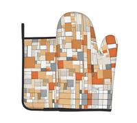 Mid Century Modern Print Oven Mitts And Pot Holders Sets Women Men Home Cooking Baking Microwave Bbq Gift