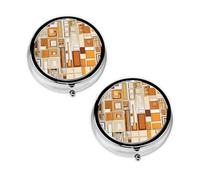 Mid Century Modern Print Pill Box 3 Compartment Medicine Pill Case,Portable for Pocket Or Purse Pill Organizer Decorative Metal Medicine Vitamin Organizer Unique Gift