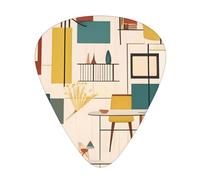 Mid Century Modern Printed guitar picks for acoustic, electric, and band players, 12 pieces in 3 different thicknesses