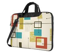 Mid Century Modern Printed Laptop Bag Shoulder Messenger Bag Case Sleeve Portable Laptop Case Crossbody Briefcase, Black, 15.6 inch