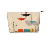 Mid Century Modern Prints Corduroy Makeup Bag, Stylish and Durable, Portable and Lightweight