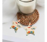 Mid Century Modern Prints Elegant Leather Star Earrings-Fashionable And Unique Accessories For Everyday Wear