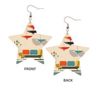 Mid Century Modern Prints Elegant Leather Star Earrings-Fashionable And Unique Accessories For Everyday Wear