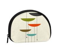 Mid Century Modern Prints Full Format Printed Polyester Portable Mini Storage Bag Shell Shaped Wallet Small Coin Wallet Shell Storage Bag